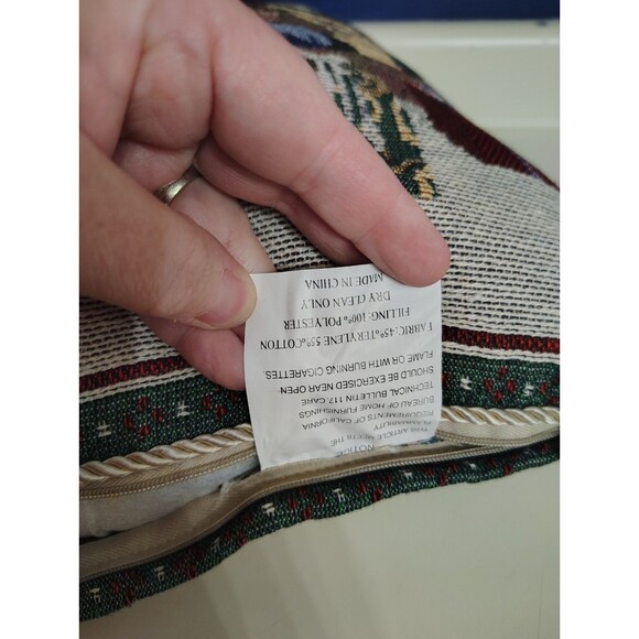 Christmas Tapestry Throw Pillow Snowman Bears Holiday - Picture 4 of 7